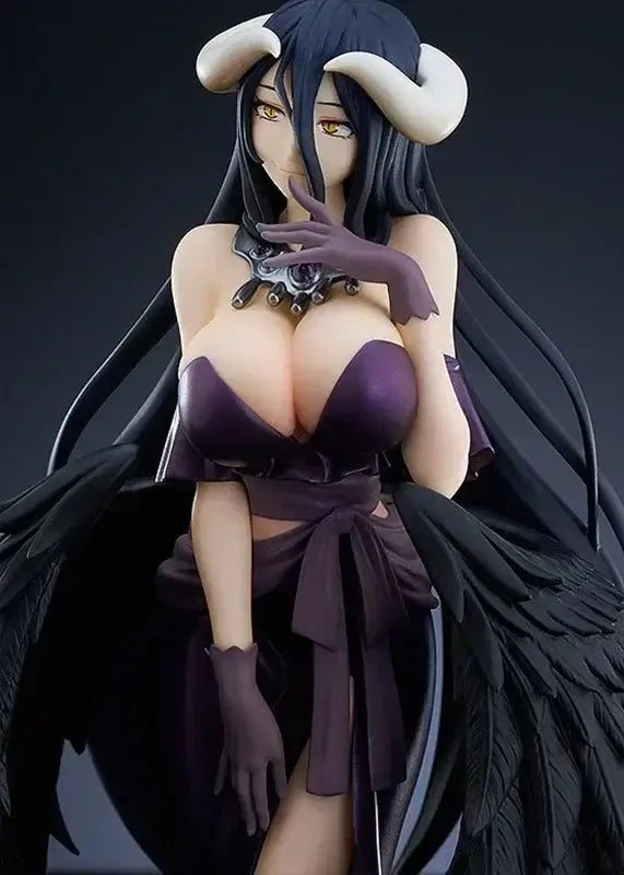 In-stock GSC POP UP PARADE OVERLORD IV anime action figures of Albedo in a black full dress and Shalltear Bloodfallen.