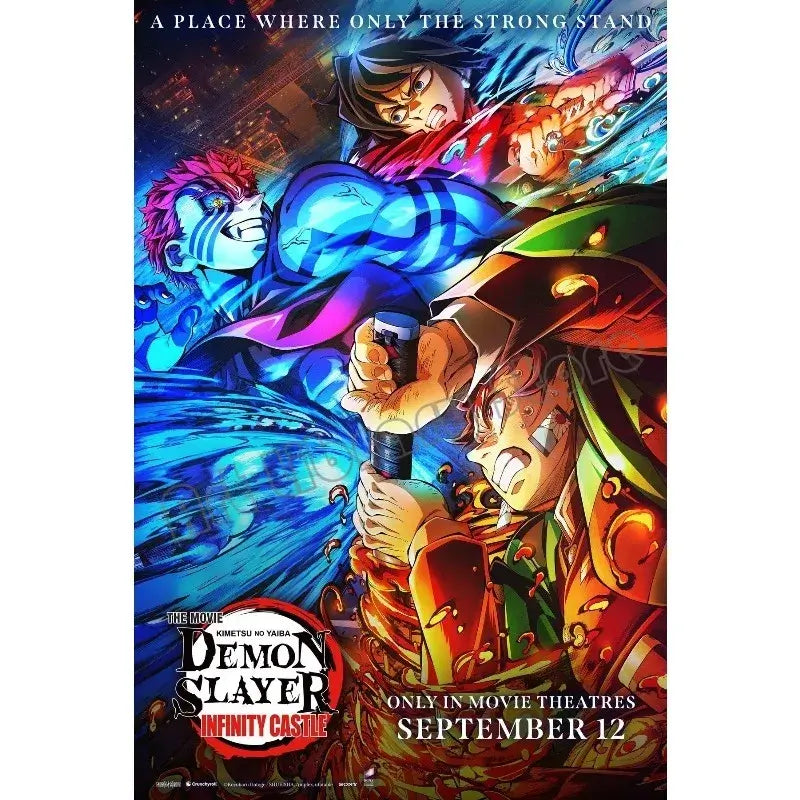 High-quality Demon Slayer Infinity Castle Poster printed on durable canvas, featuring the 2025 Movie Arc and Hashira battle wall art.