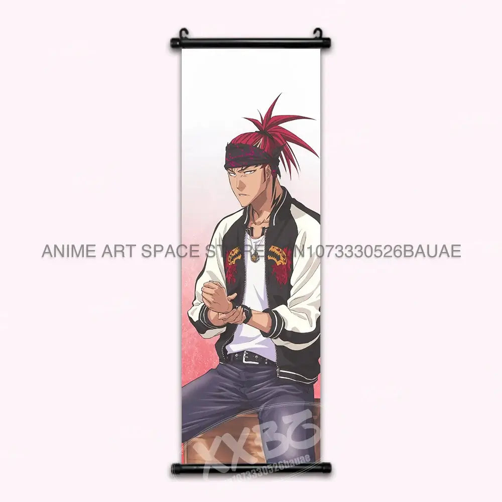 High-quality Bleach Anime Posters Japanese hanging scroll featuring Kurosaki Ichigo and Kuchiki Rukia printed on durable canvas for home decor.