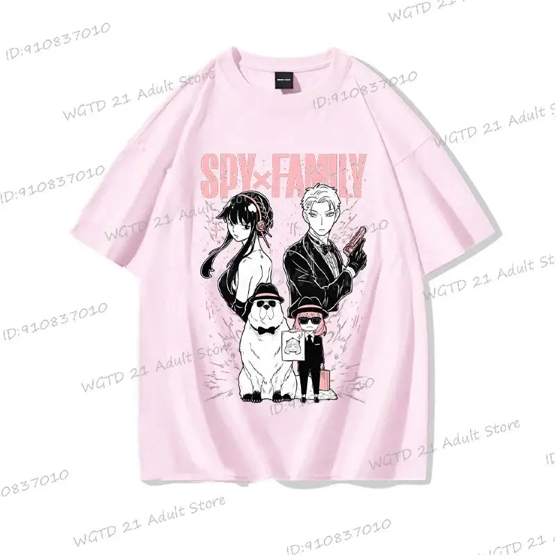 A cute Anya Forger T-shirt made of soft cotton, featuring a Harajuku style Spy x Family print for men and women.