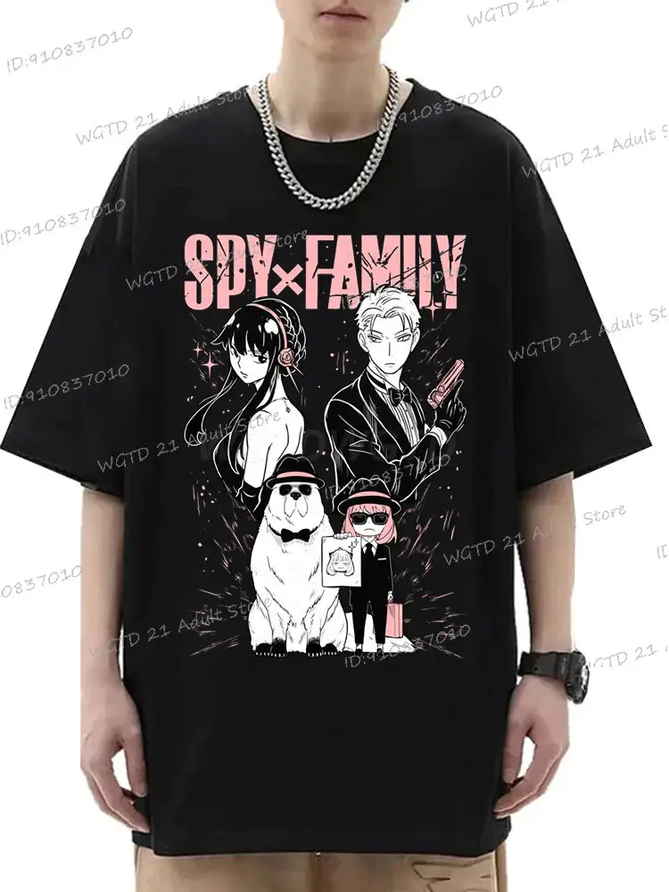 A cute Anya Forger T-shirt made of soft cotton, featuring a Harajuku style Spy x Family print for men and women.