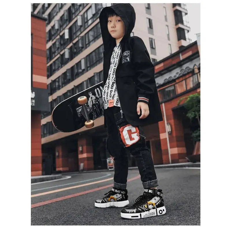 A pair of Anime One Piece Luffy High Top Shoes featuring Roronoa Zoro, designed as breathable, non-slip leisure sports sneakers for men and women.