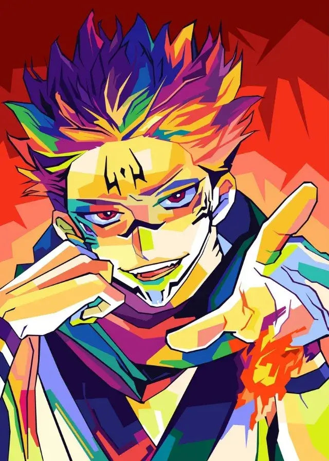 A high-definition Jujutsu Kaisen Poster printed on canvas, featuring a comic-style illustration of Gojo Satoru and Ryomen Sukuna for home wall decoration.