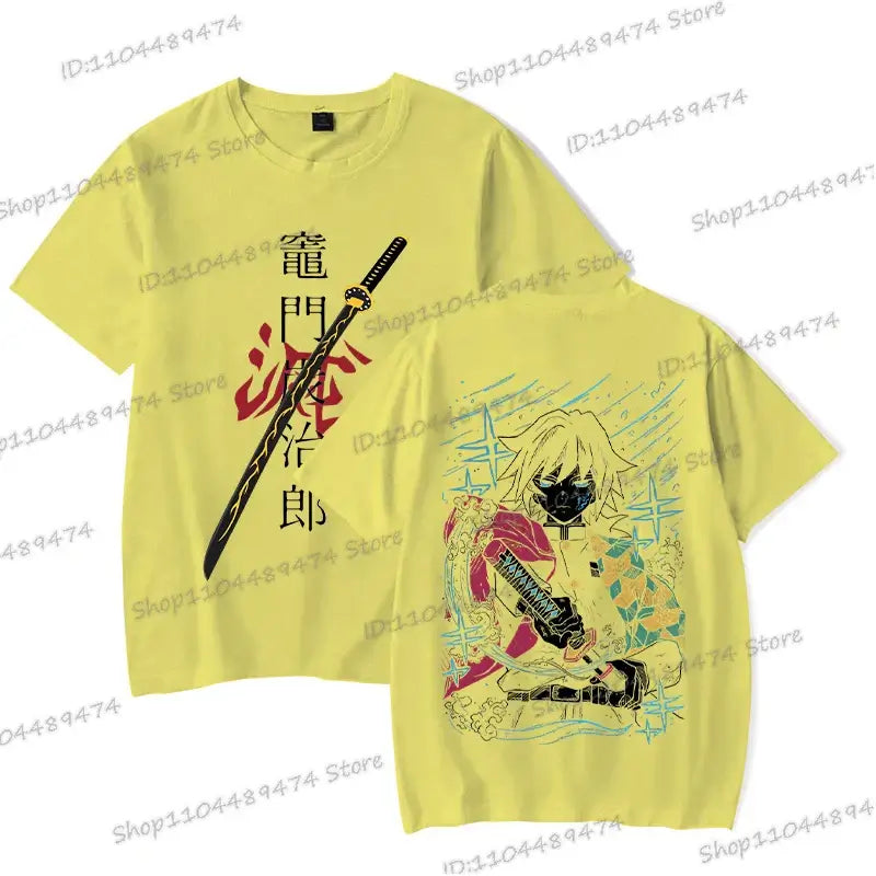 A unisex Tanjiro Kamado T-shirt featuring vibrant Demon Slayer anime graphics, styled as fashion streetwear for men and women.