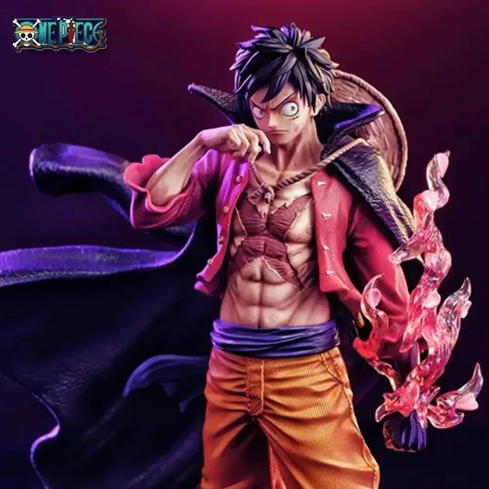 A detailed Monkey D Luffy Figure showcasing the Sun God Nika Gear 5 transformation with white hair and cloud effects, 17cm PVC action figurine.