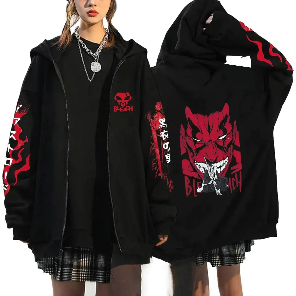 Bleach Kurosaki Ichigo Zip Up Hoodie Japan Anime Sweatshirt