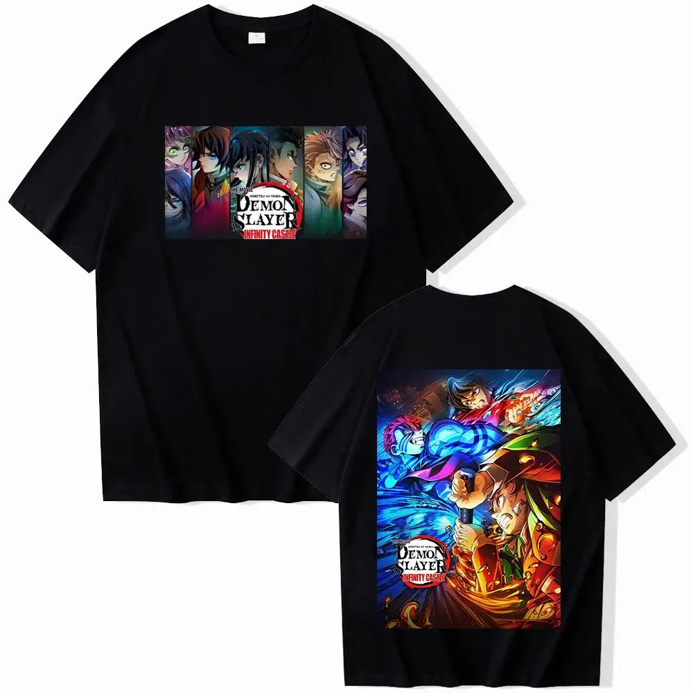 A unisex Anime Demon Slayer Infinity Castle T-Shirt in a Harajuku crewneck style, perfect as a fan gift.