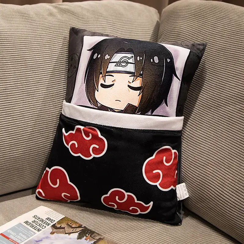 A cute Naruto Anime Plush Pillow featuring a stylized, huggable Kakashi and Naruto cartoon design, perfect for home decor and kids.