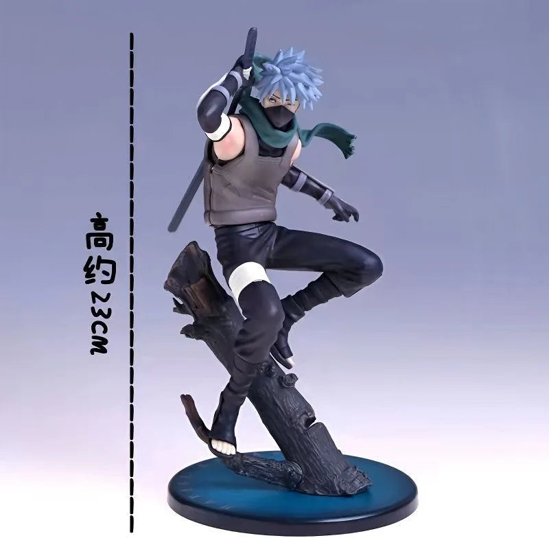 A handmade Naruto Kakashi Handmade Ornament, a model of the anime character from Shippuden running with a Konoha flag.