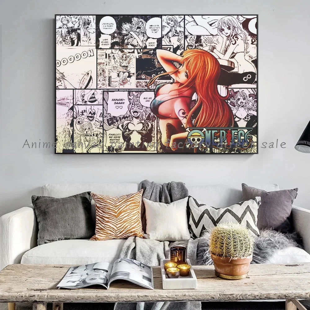 A high-definition One Piece Luffy Zoro Poster printed on canvas, displaying the anime characters Monkey D. Luffy and Roronoa Zoro for wall decoration.