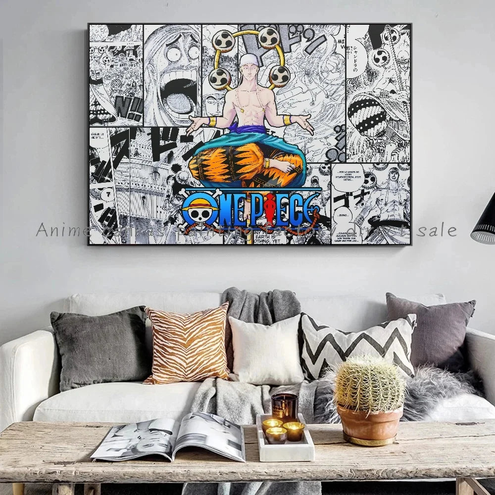 A high-definition One Piece Luffy Zoro Poster printed on canvas, displaying the anime characters Monkey D. Luffy and Roronoa Zoro for wall decoration.