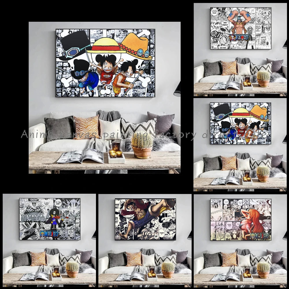 A high-definition One Piece Luffy Zoro Poster printed on canvas, displaying the anime characters Monkey D. Luffy and Roronoa Zoro for wall decoration.