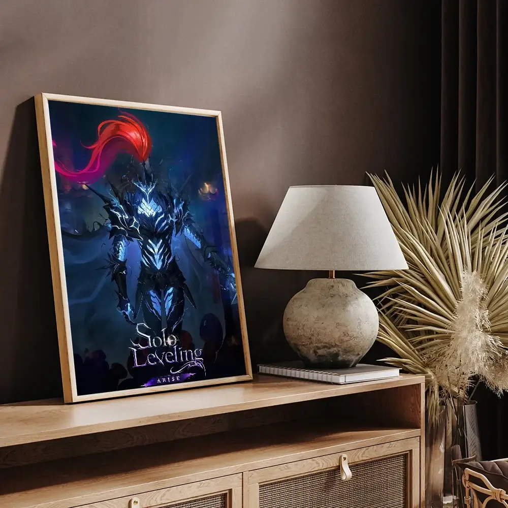 A vintage-style Solo Leveling Sticky Poster printed on whitepaper, featuring Sung Jinwoo and the Shadow Army with a DIY self-adhesive backing.