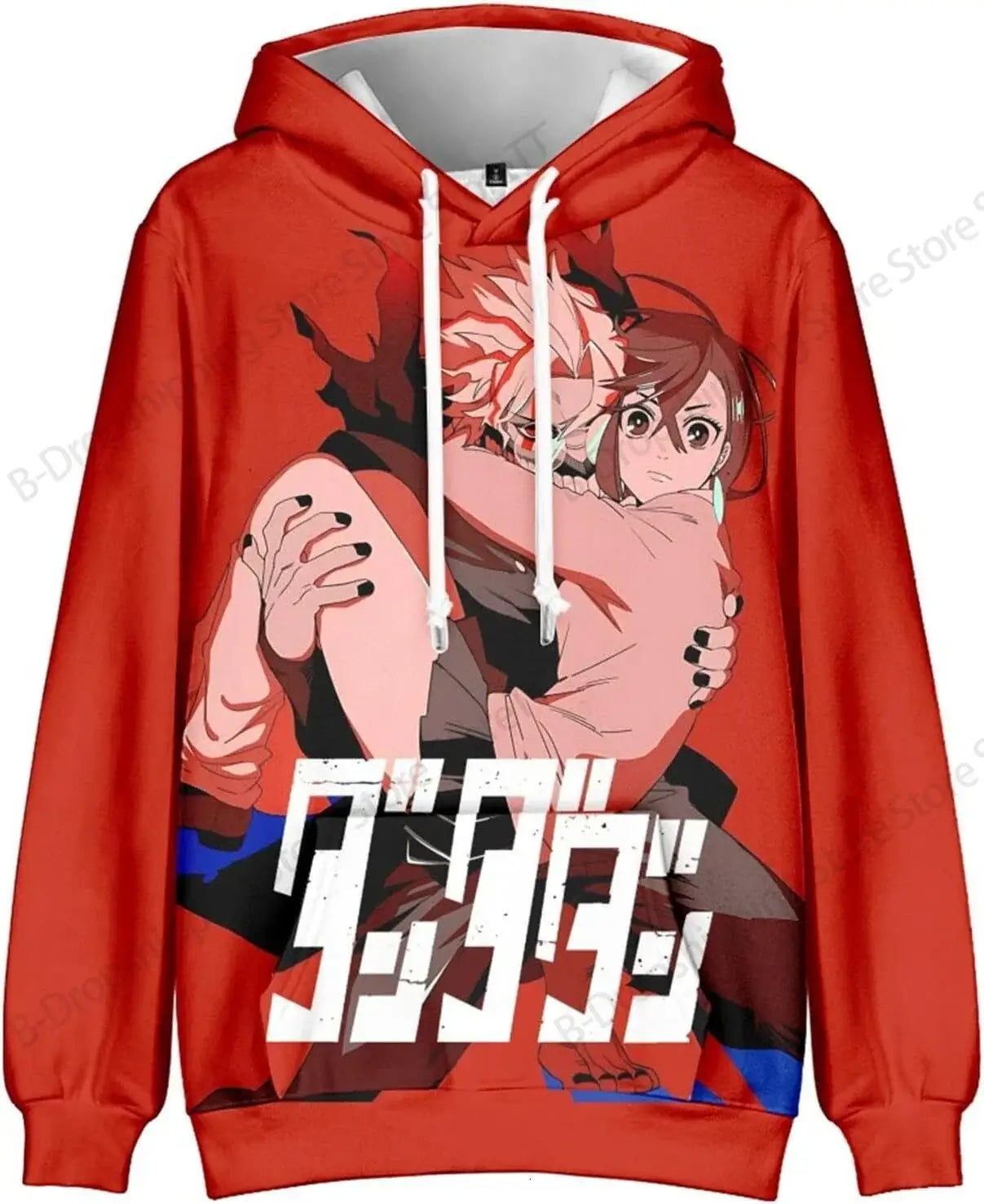 An oversized Anime Dandadan 3d Print Hoodie with a long sleeve design, suitable as a graphic coat or costume for men, women, and boys.