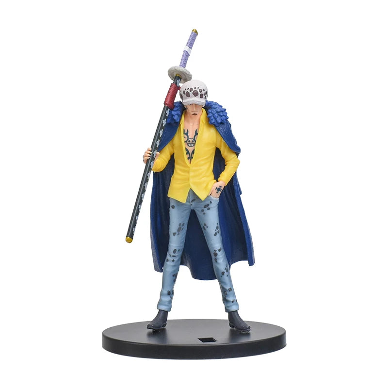 A detailed One Piece 17cm Anime Figure statue featuring Monkey D. Luffy, Roronoa Zoro, and Yamato for collection and desktop display.
