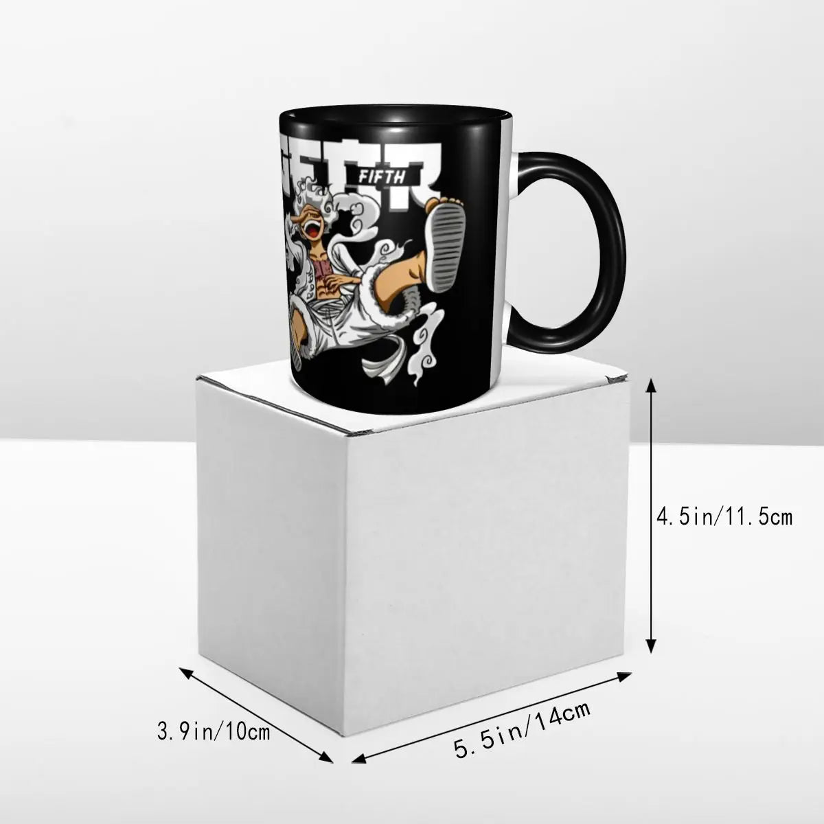 A cute Monkey D. Luffy Gear Fifth Mug featuring the Sun God Nika anime character, designed as a durable water cup gift for kids.