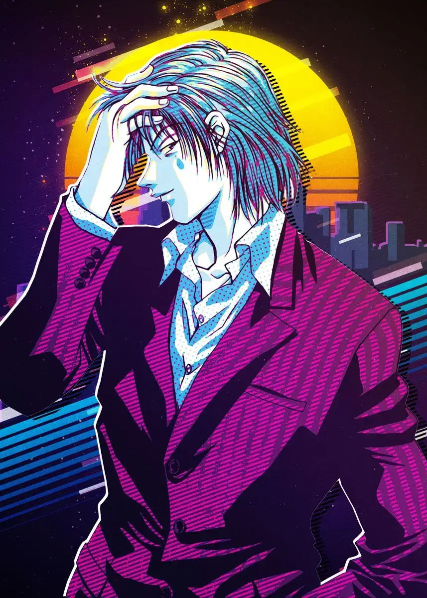 A retro style Hunter x Hunter Anime Poster printed on high-quality canvas featuring Gon and Killua, ideal for home decor and kids' bedrooms.