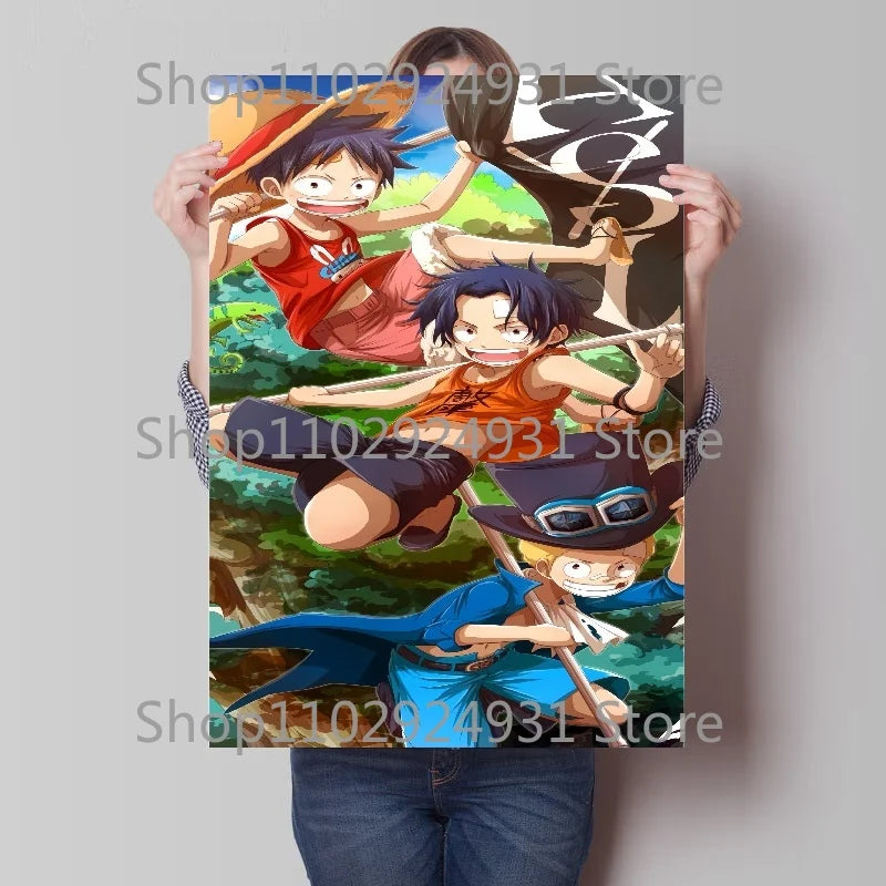 A colorful creative One Piece Luffy Zoro Poster printed on high-definition canvas, displayed as modern home wall art decoration.