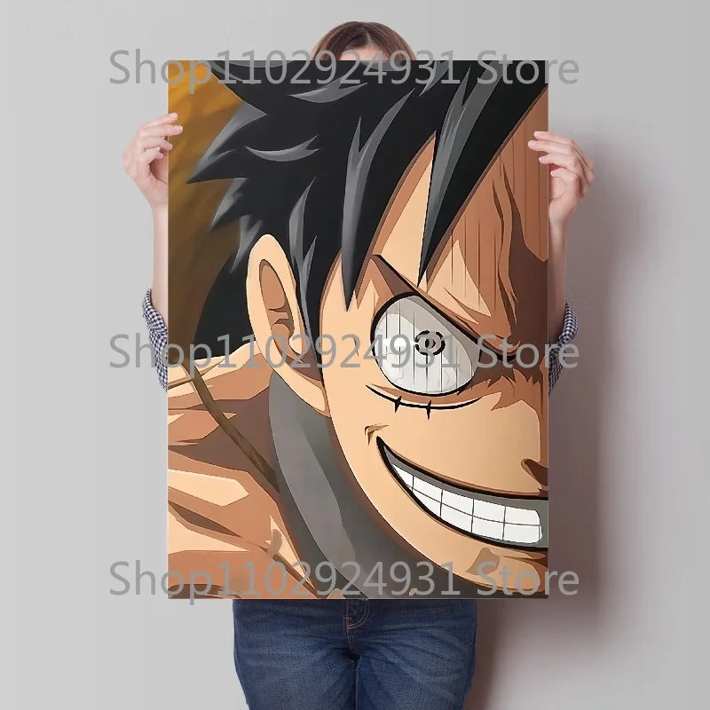A colorful creative One Piece Luffy Zoro Poster printed on high-definition canvas, displayed as modern home wall art decoration.