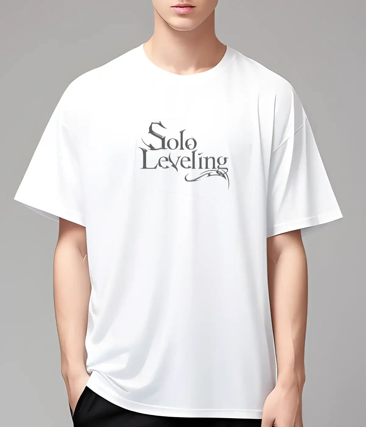 A men's Japanese Hot Amine Solo Leveling Arise Oversized Tee in a Y2K hip hop streetwear style.