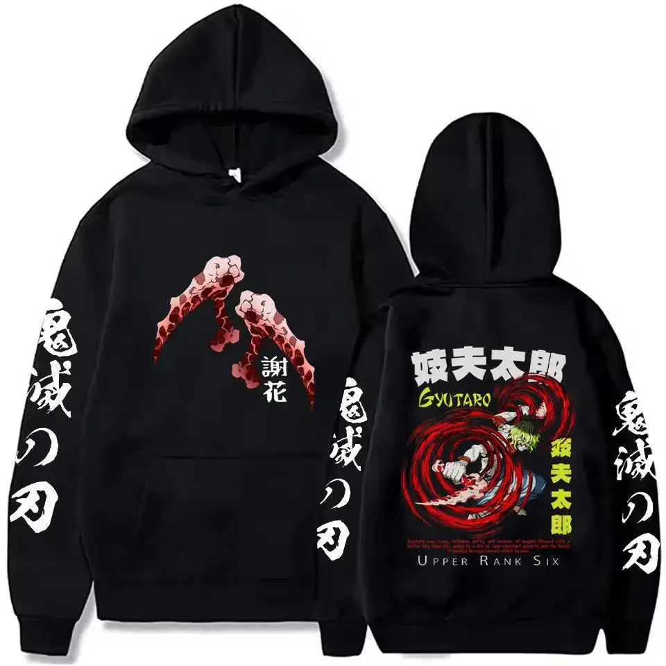 A street retro unisex Demon Slayer Uzui Tengen Hoodie with an anime character print for autumn and winter.