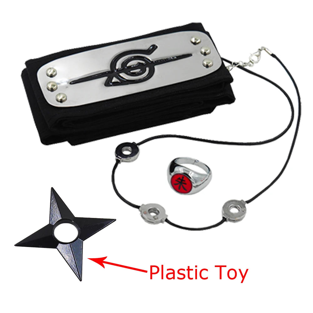 A long black Akatsuki Itachi Cloak cosplay costume featuring iconic red clouds and accessories, suitable for kids and adults for Halloween.