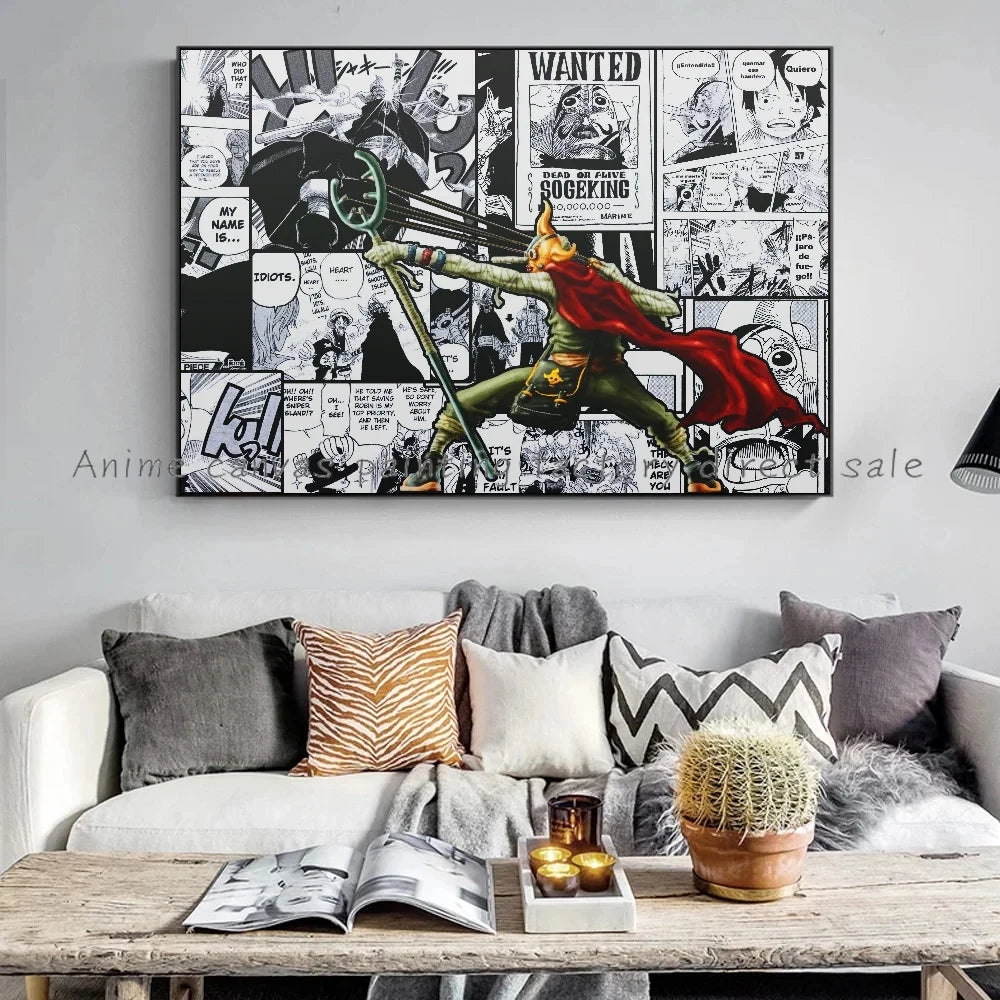A high-definition One Piece Luffy Zoro Poster printed on canvas, displaying the anime characters Monkey D. Luffy and Roronoa Zoro for wall decoration.