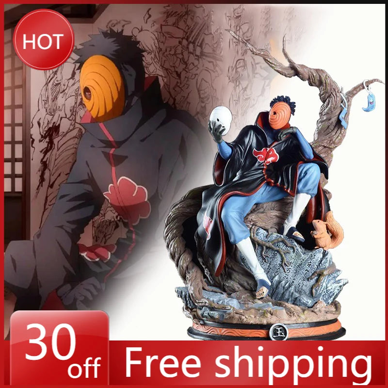 A 32cm Akatsuki Tobi Uchiha Obito Naruto PVC model, a desktop ornament and holiday gift toy for kids.