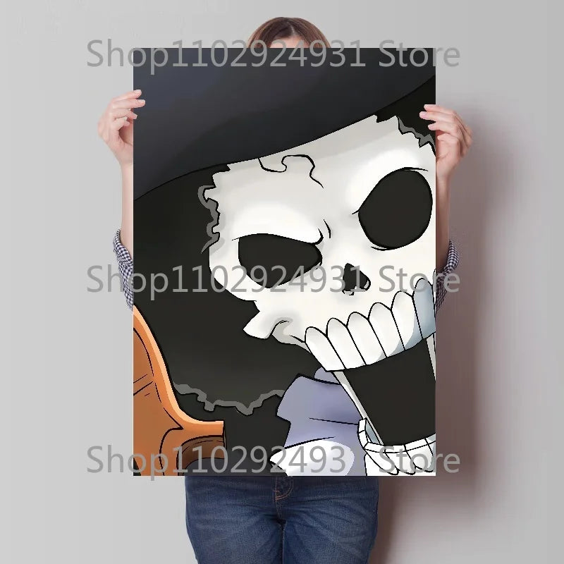 A colorful creative One Piece Luffy Zoro Poster printed on high-definition canvas, displayed as modern home wall art decoration.