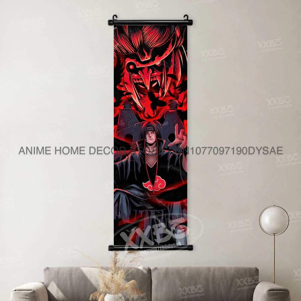 High-quality Uzumaki Naruto Posters wall art scroll featuring Sasuke Uchiha, Madara, and Might Guy for anime home decor.