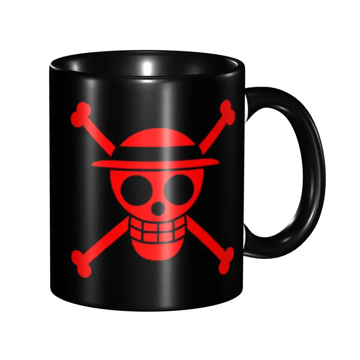 A ceramic Monkey D Luffy Quotes One Piece Mug featuring funny anime text and pirate character art, designed as a durable present for kids.