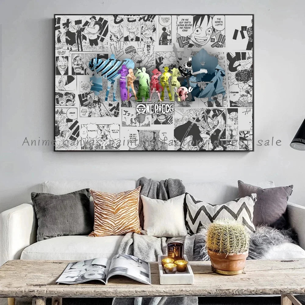 A high-definition One Piece Luffy Zoro Poster printed on canvas, displaying the anime characters Monkey D. Luffy and Roronoa Zoro for wall decoration.