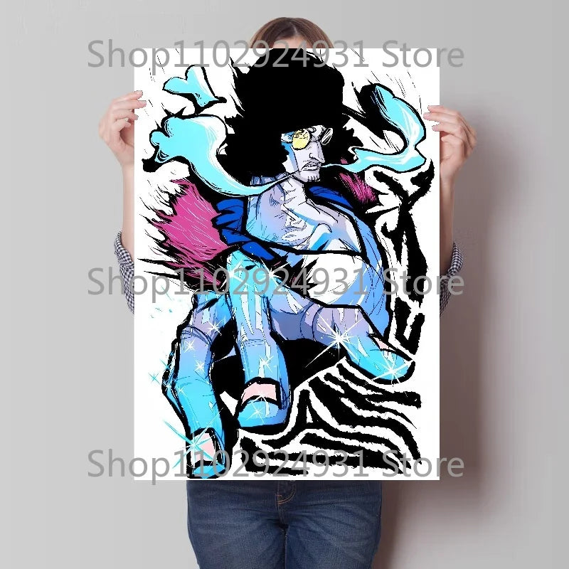 A colorful creative One Piece Luffy Zoro Poster printed on high-definition canvas, displayed as modern home wall art decoration.