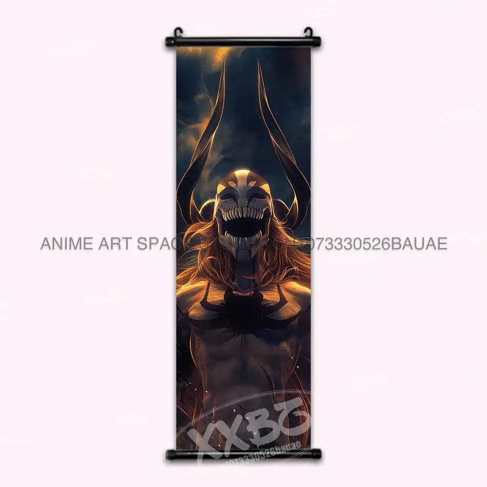 High-quality Bleach Anime Posters Japanese hanging scroll featuring Kurosaki Ichigo and Kuchiki Rukia printed on durable canvas for home decor.