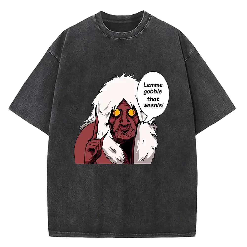 A high-quality cotton men's Dandadan Okarun T-shirt with a Japanese anime cartoon print and aesthetic fashion design.