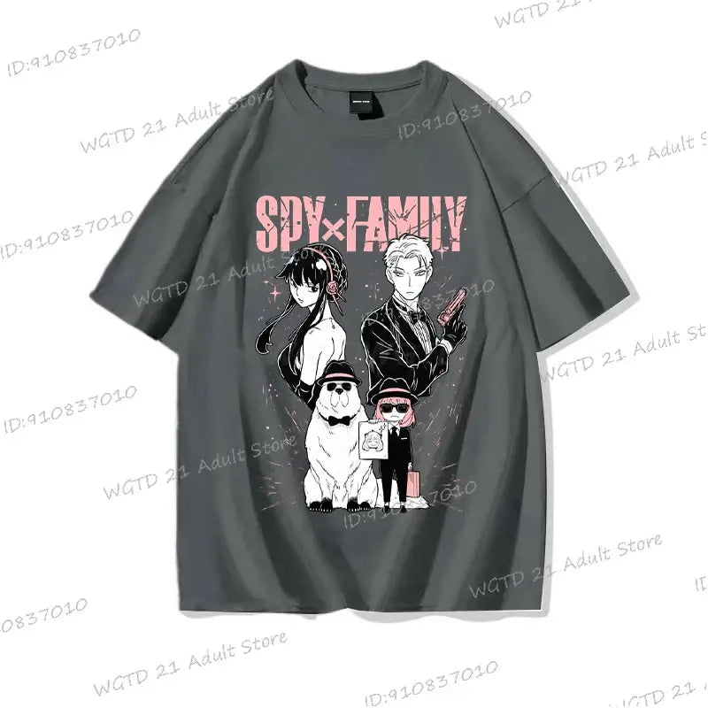 A cute Anya Forger T-shirt made of soft cotton, featuring a Harajuku style Spy x Family print for men and women.