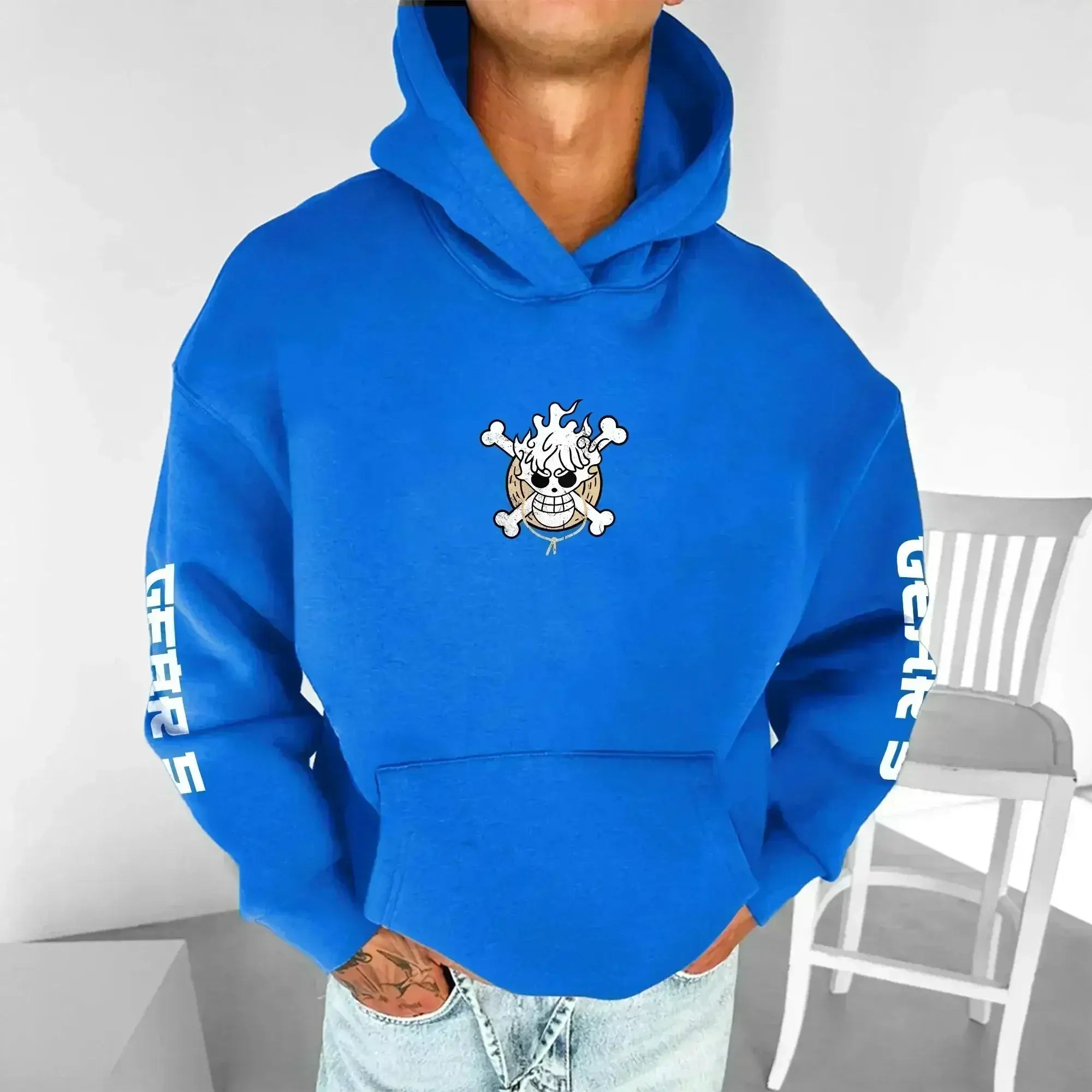 A men's One Piece Luffy Sweatshirt in pure cotton, designed in a European and American summer casual style for daily wear.