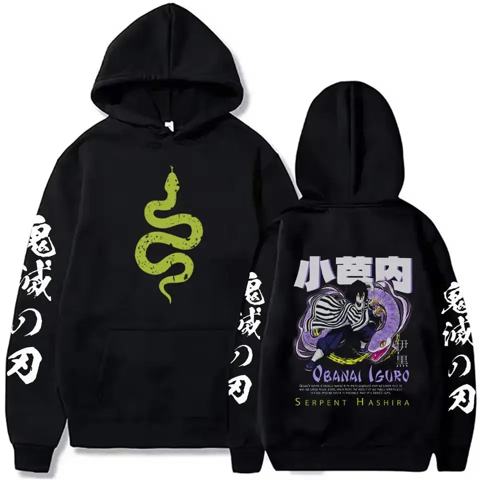 A street retro unisex Demon Slayer Uzui Tengen Hoodie with an anime character print for autumn and winter.