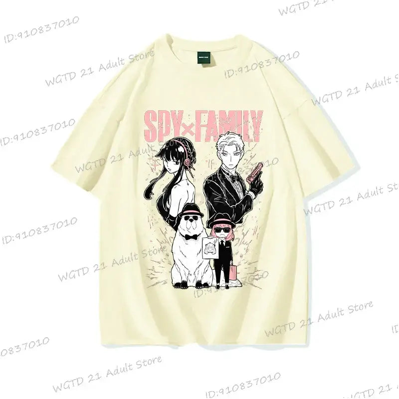 A cute Anya Forger T-shirt made of soft cotton, featuring a Harajuku style Spy x Family print for men and women.