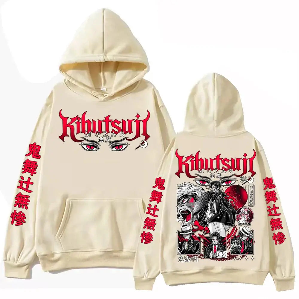 A Harajuku hip hop Anime Demon Slayer Muzan Kibutsuji Hoodie, designed as a pullover tops sweatshirt gift.