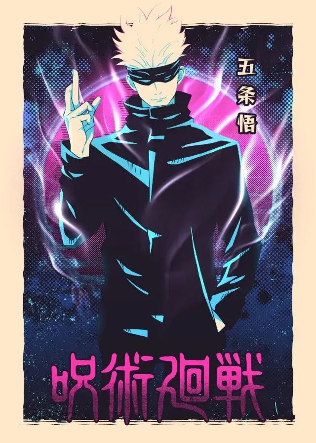 A high-definition Jujutsu Kaisen Poster printed on canvas, featuring a comic-style illustration of Gojo Satoru and Ryomen Sukuna for home wall decoration.