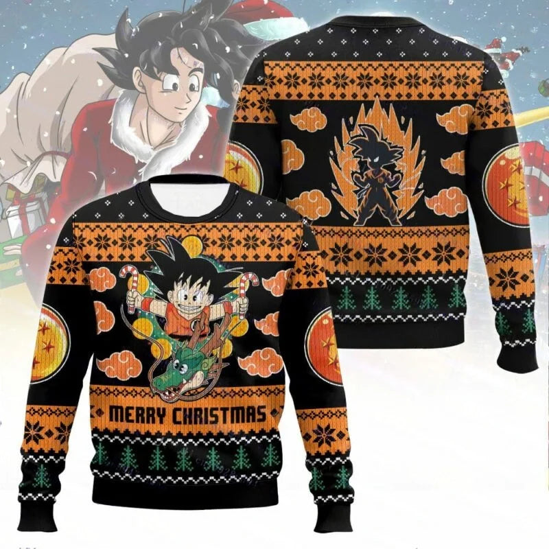 A 2026 trendy Dragon Ball Goku Hoodie featuring an oversized fit and vibrant Japanese anime print, perfect for autumn and winter fashion.