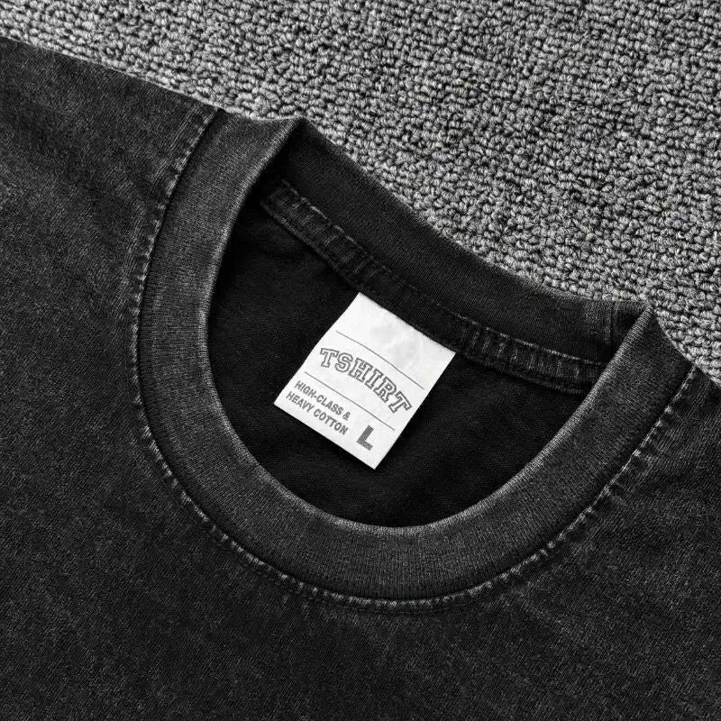 A vintage-style washed Akaza Koyuki T-shirt featuring a romantic manga graphic of Hakuji and Koyuki, oversized cotton streetwear.