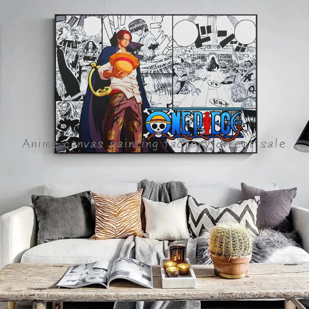 A high-definition One Piece Luffy Zoro Poster printed on canvas, displaying the anime characters Monkey D. Luffy and Roronoa Zoro for wall decoration.