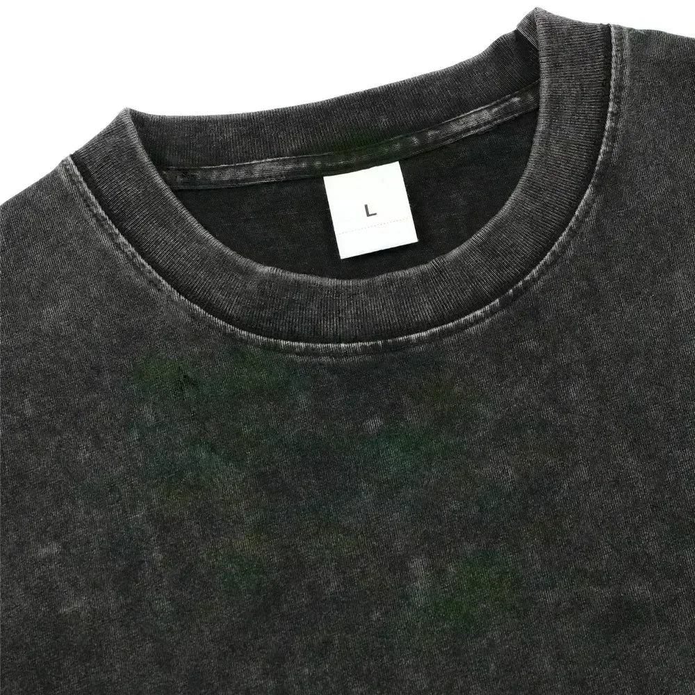 Men's vintage Naruto Rock Lee Streetwear T Shirt in a washed black style, featuring an anime graphic of the taijutsu master.