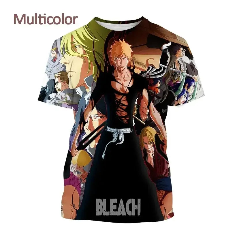 A 3D printed Ichigo Kurosaki T-shirt featuring a cool Japanese anime graphic, loose fit summer fashion for men and women.