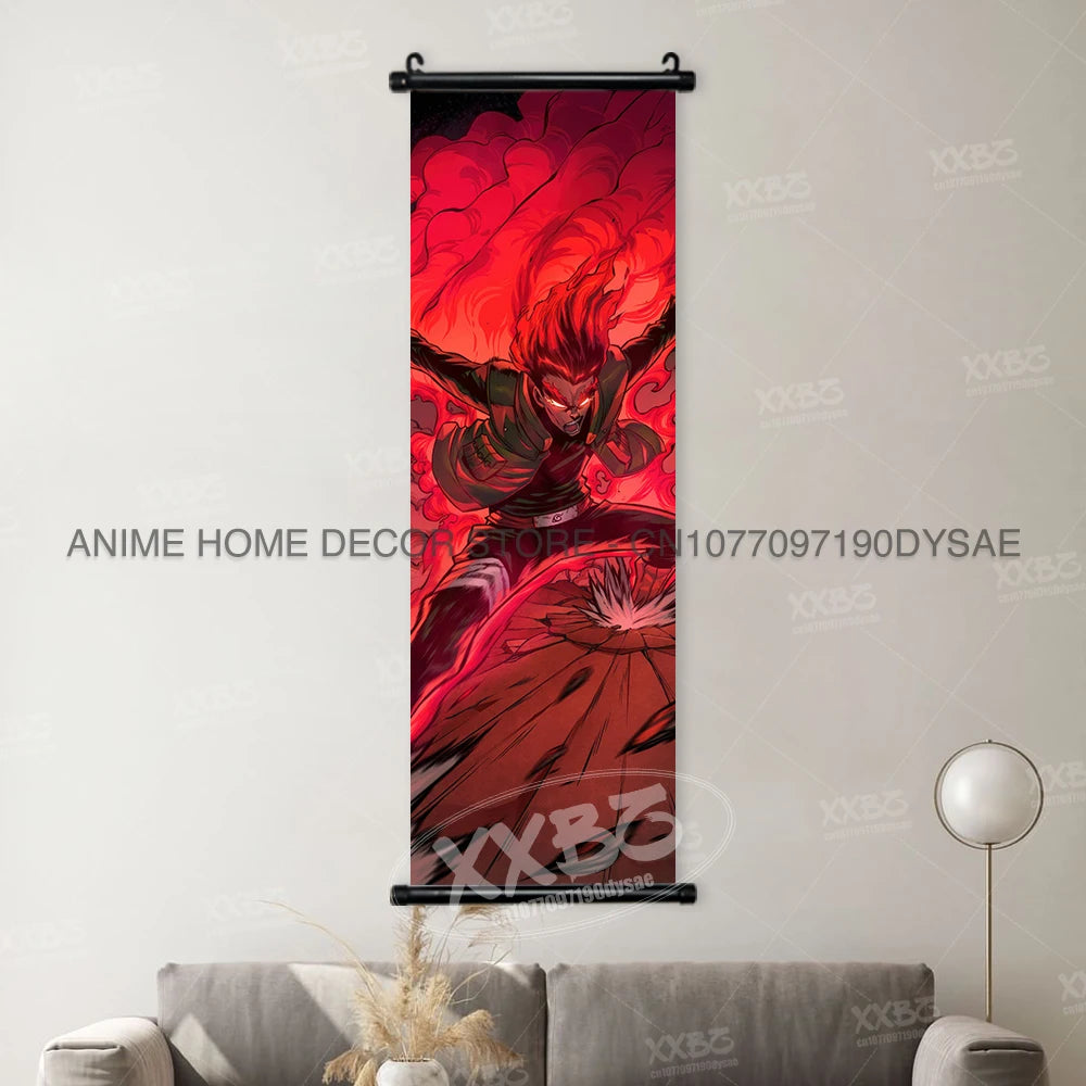 High-quality Uzumaki Naruto Posters wall art scroll featuring Sasuke Uchiha, Madara, and Might Guy for anime home decor.