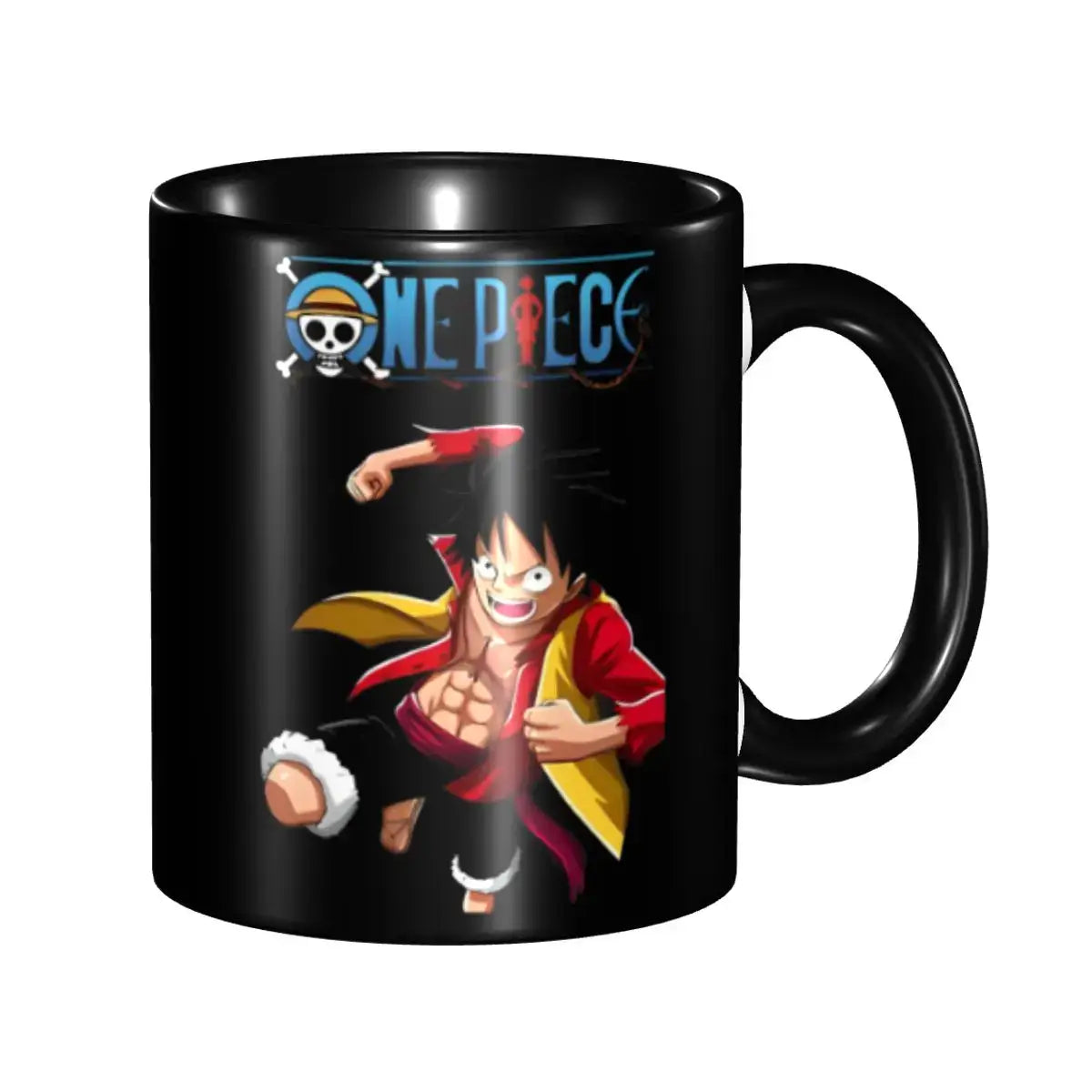 A colorful Kid's Luffy One Piece Mug featuring cute cartoon anime art, designed as a durable water cup gift for girls and boys.
