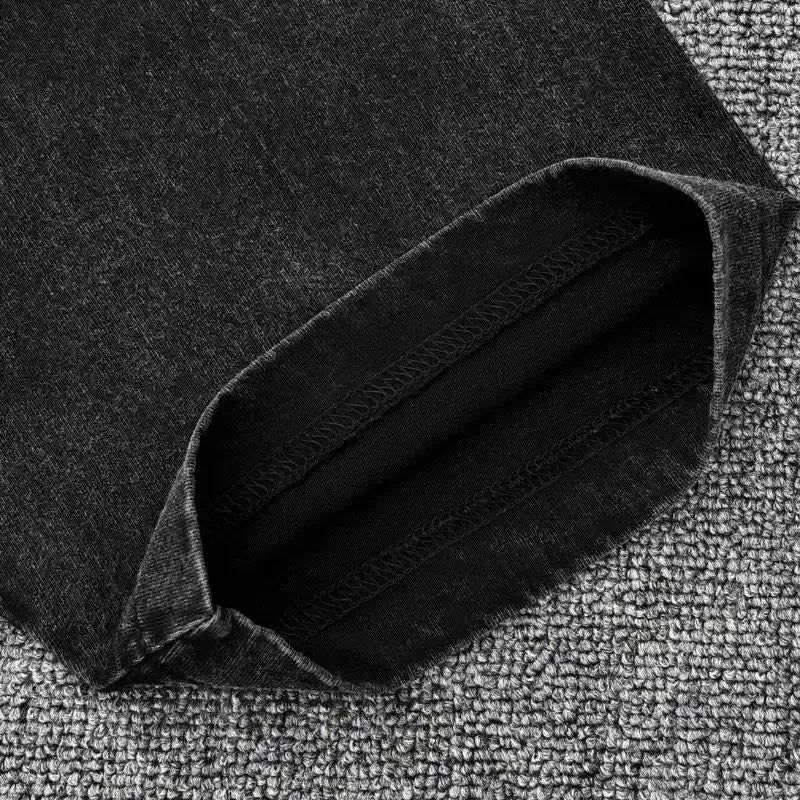 A popular Washed Vintage Akaza T-shirt with a Demon Slayer manga graphic in an oversized style for men.