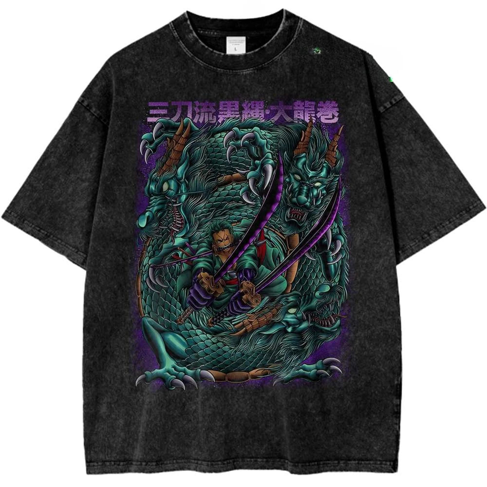 A new 2025 ONE PIECE Roronoa Zoro Shirt, an anime retro t-shirt with a designer illustration pattern.